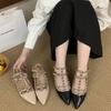 Internet Celebrities Rivet Pointed Flat Shoes Women 2025 Spring and Autumn New V Home Patent Leather Shallow Mouth Roman Single Shoes Women Scoop
