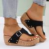 Fashion Clip Toe Wedge Sandals for Women Buckle Decor Chunky Platform Slippers Woman Summer Thick Bottom Beach Flip Flops Female
