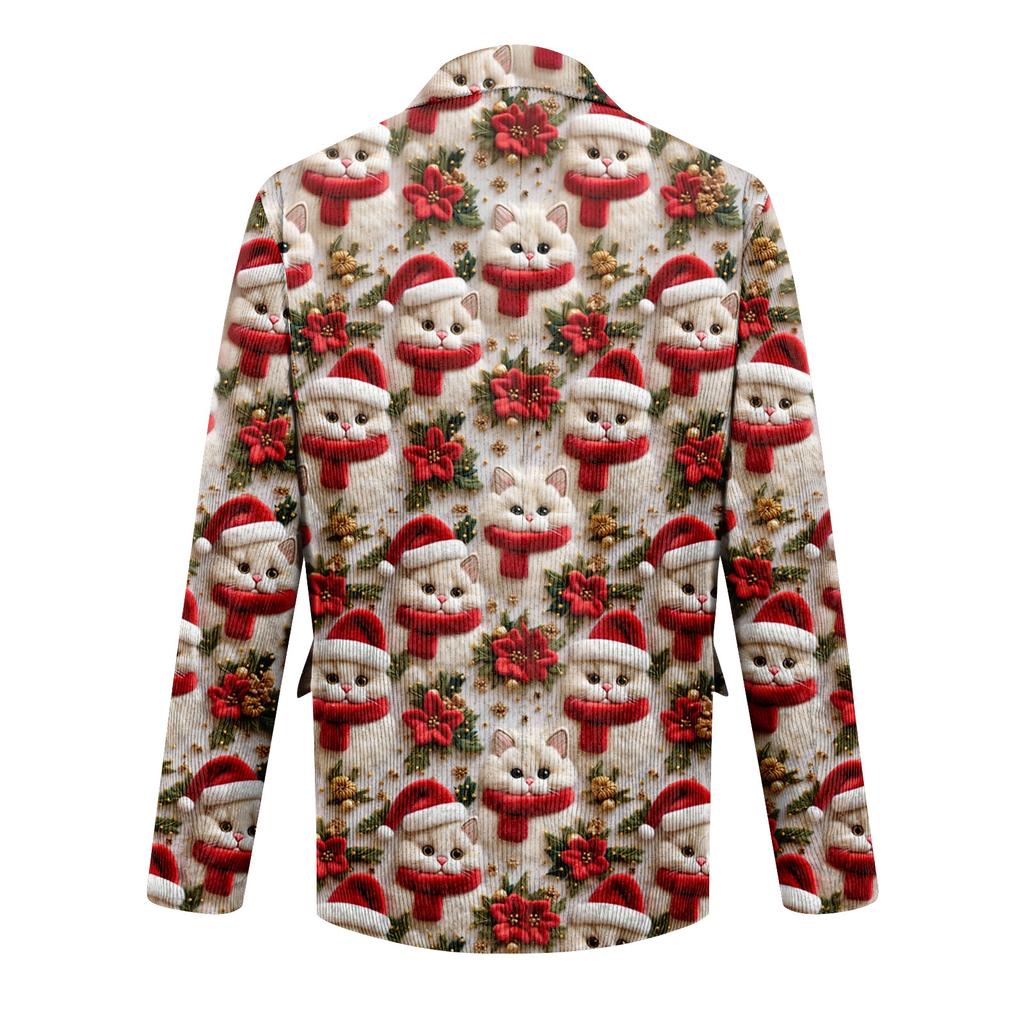 Мужской уродливый рождественский вельветовый теплый карманный пиджак-кардиган, мужской повседневный костюм