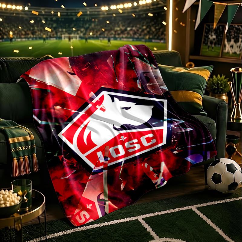 Olympique Football Crest Blanket Lightweight Ideal Bedding Blanket Perfect for Travel, Camping, Living Rooms, Offices, Sofas, Fan Christmas gift
