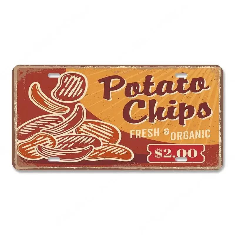 Vintage Delicious Foods Plate Metal Aluminum Sign Pizza Hot Roll Sandwich Donuts Metal Poster Home Cafe Restaurant Wall Decor