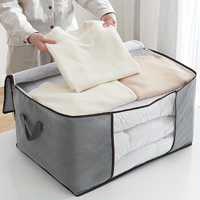 Storage Bag Fabric Clear Window and Handles Large Capacity Closet Organizer for Clothes Quilts Wardrobe Space Saver for Home