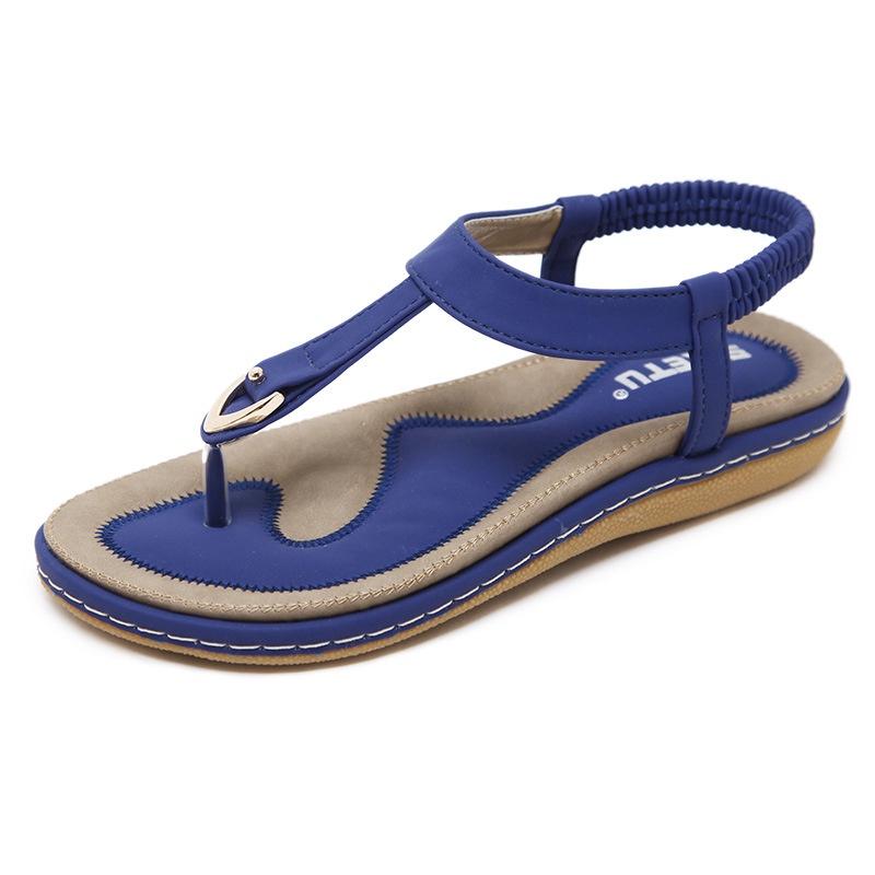 Stylish Socofy Women Elastic Clip Toe Flat Beach Sandals With High-quality Silicone