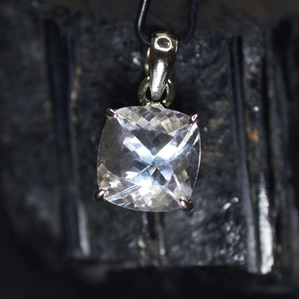Natural White Sapphire Pendant 29ct Square 925 Sterling Silver Gems September Birthday Birthstone