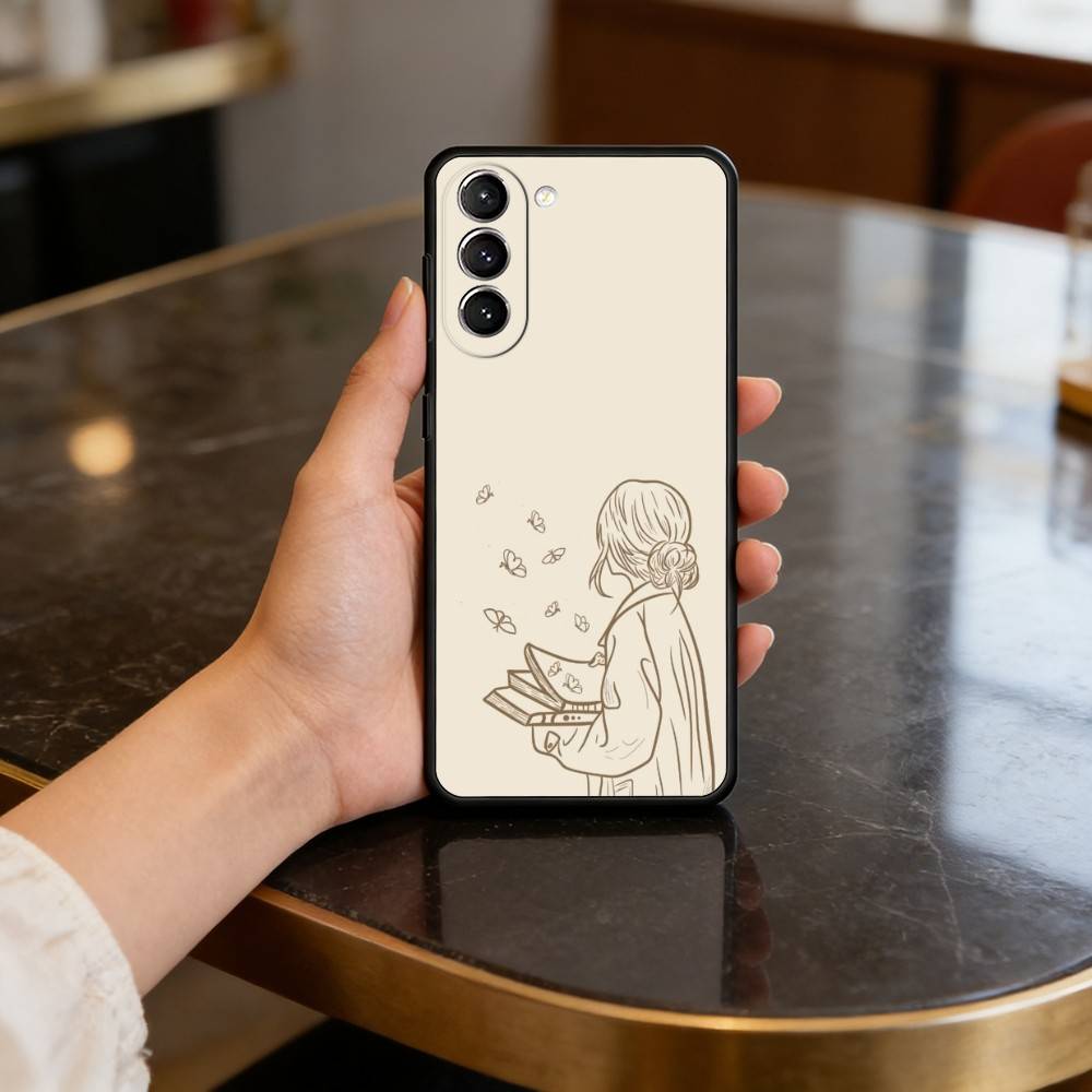 R-Reading B-Books G-Girl Phone Case For Samsung S25,24,23,22,30,21,10,9,Ultra,Plus,Lite,FE,4,5 G Soft Black Case