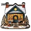 Durable Decorative Accents Christmas Glowing House Ornament, LED Wooden Tabletop Decor for DIY Craft Ornaments Holiday Village Display, Light Up Party