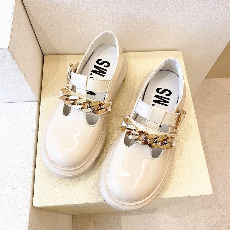Женские туфли на плоской подошве в стиле Лолита Мэри Джейн для женщин, весенние женские туфли на платформе, винтажные мягкие туфли-оксфорды с цепочкой