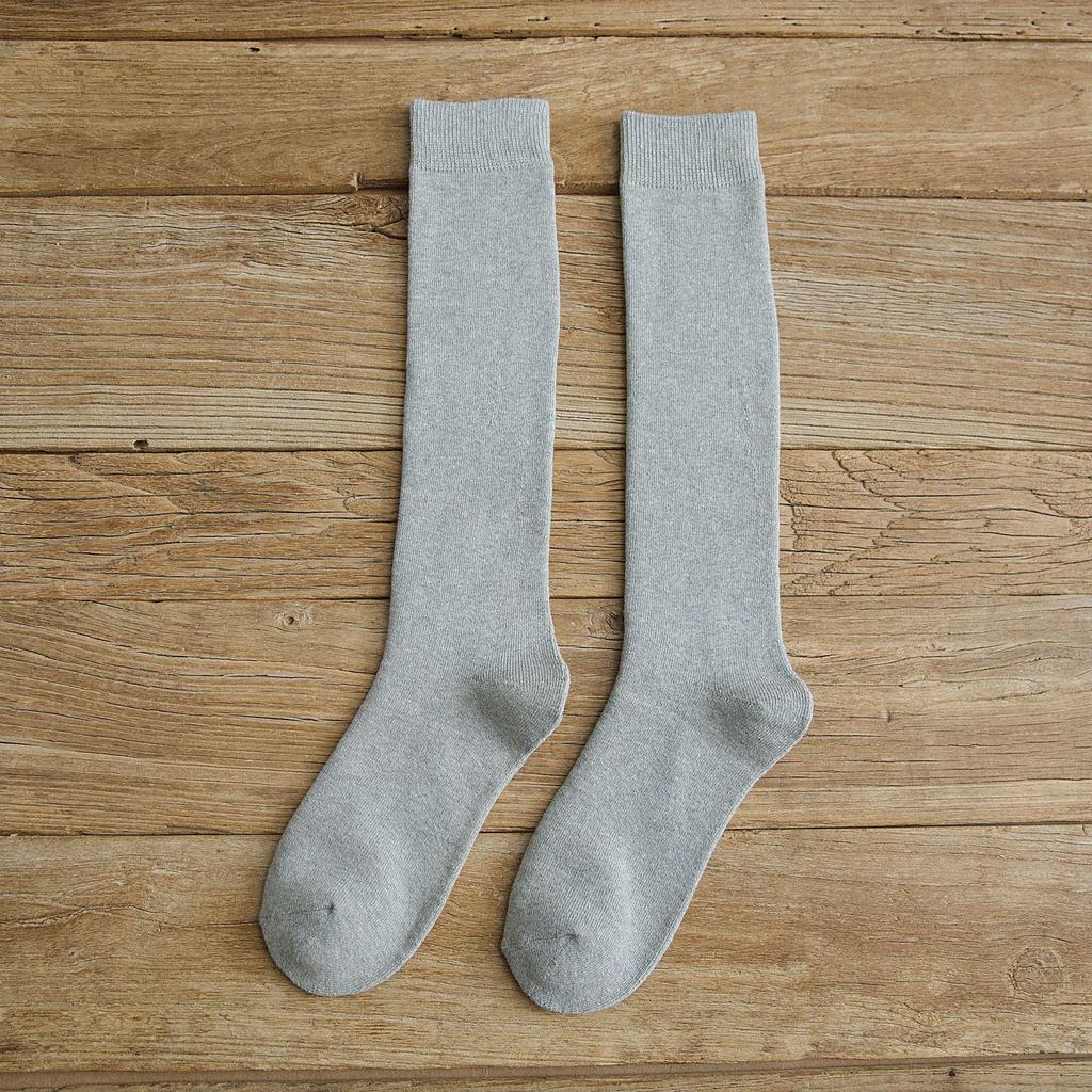Women's Solid Color Thick Winter Knee-High Cotton Socks