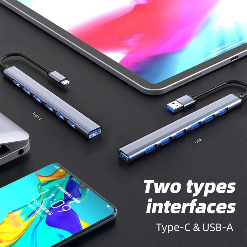 7-в-1 Usb C Hub 3.0 Type C 7-портовый мульти-сплиттер Otg USB-адаптер питания, совместимый с Macbook Pro