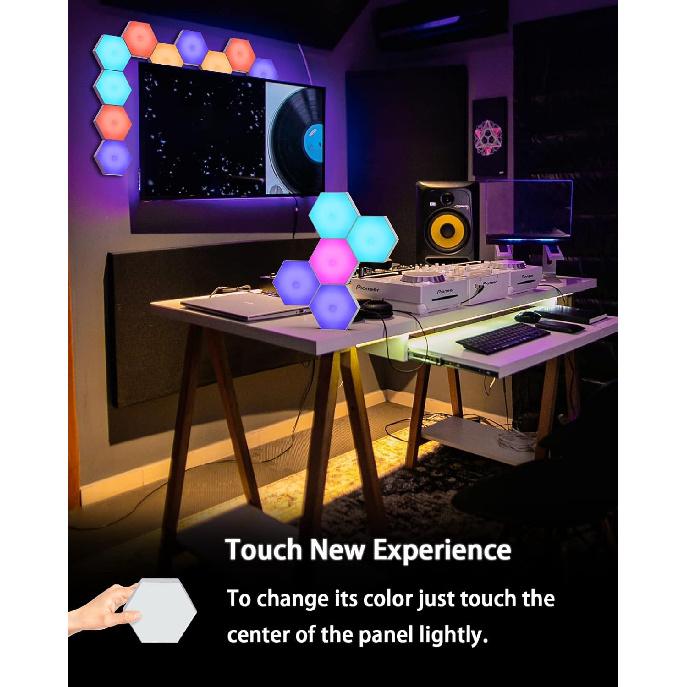 Hexagon Led Lights, Smart DIY Hexagon Wall Lights with Remote, Dual Control Hexagonal LED Light Wall Panels with USB-Power, Geometry Hex Lights Touch