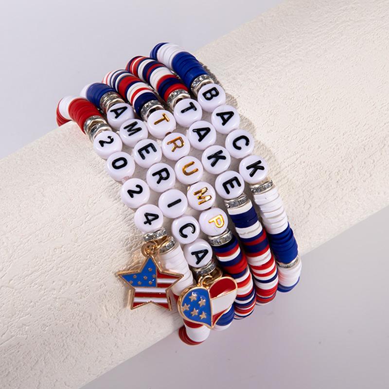 5 шт. Браслет Трамп 2024 года, эластичный браслет Трампа 2024 года, красный, белый, синий, поддерживающий браслет Трампа, ювелирные изделия ручной работы для женщин