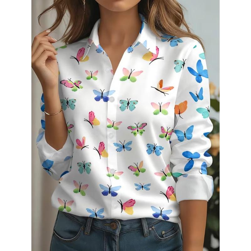 Large Size 3XL New Spring Autumn Women Shirts Fashion Cute 3D Animal Print Long Sleeve Blouses Tops Single Breasted Casual Shirt