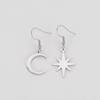 Fashion Stainless Steel Drop Earrings Star Moon Pendant Earrings for Women Girls Party Jewelry Gifts