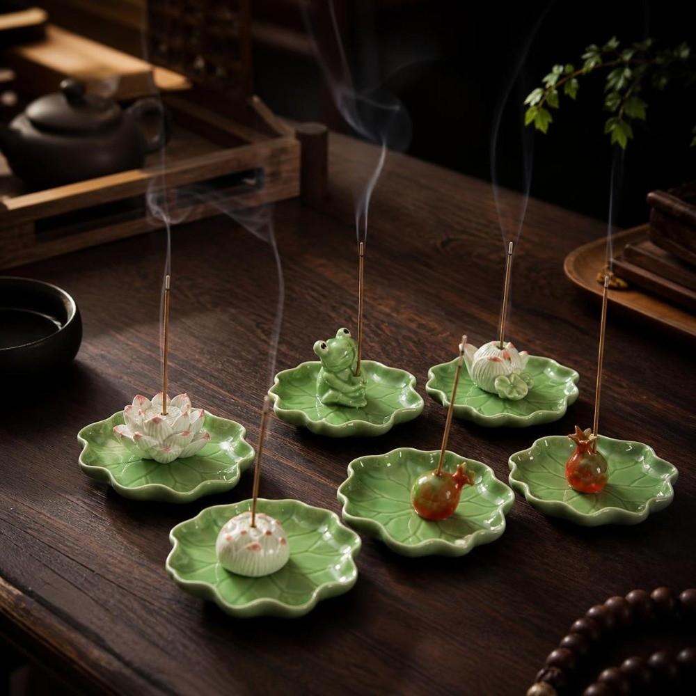 Frog Incense Burner Ceramic Tabletop Incense Base Funny Censer Holder Yoga Meditation