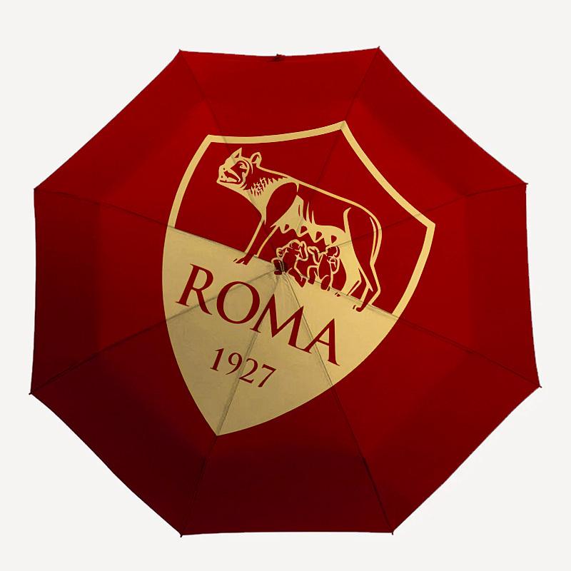 AS Roma, Badge Automatic Opening and Closing, 8 rib Structure Portable Umbrella, Suitable for Men and Women in All Seasons Perfect Gift for
