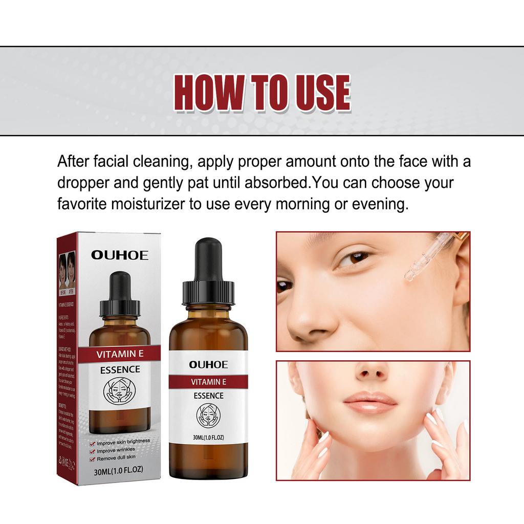Сыворотка для лица с витамином E Уменьшение тонких линий Осветление Подтяжка Увлажнение Устранение тусклости Антиоксидантное восстановление Уход за кожей лица