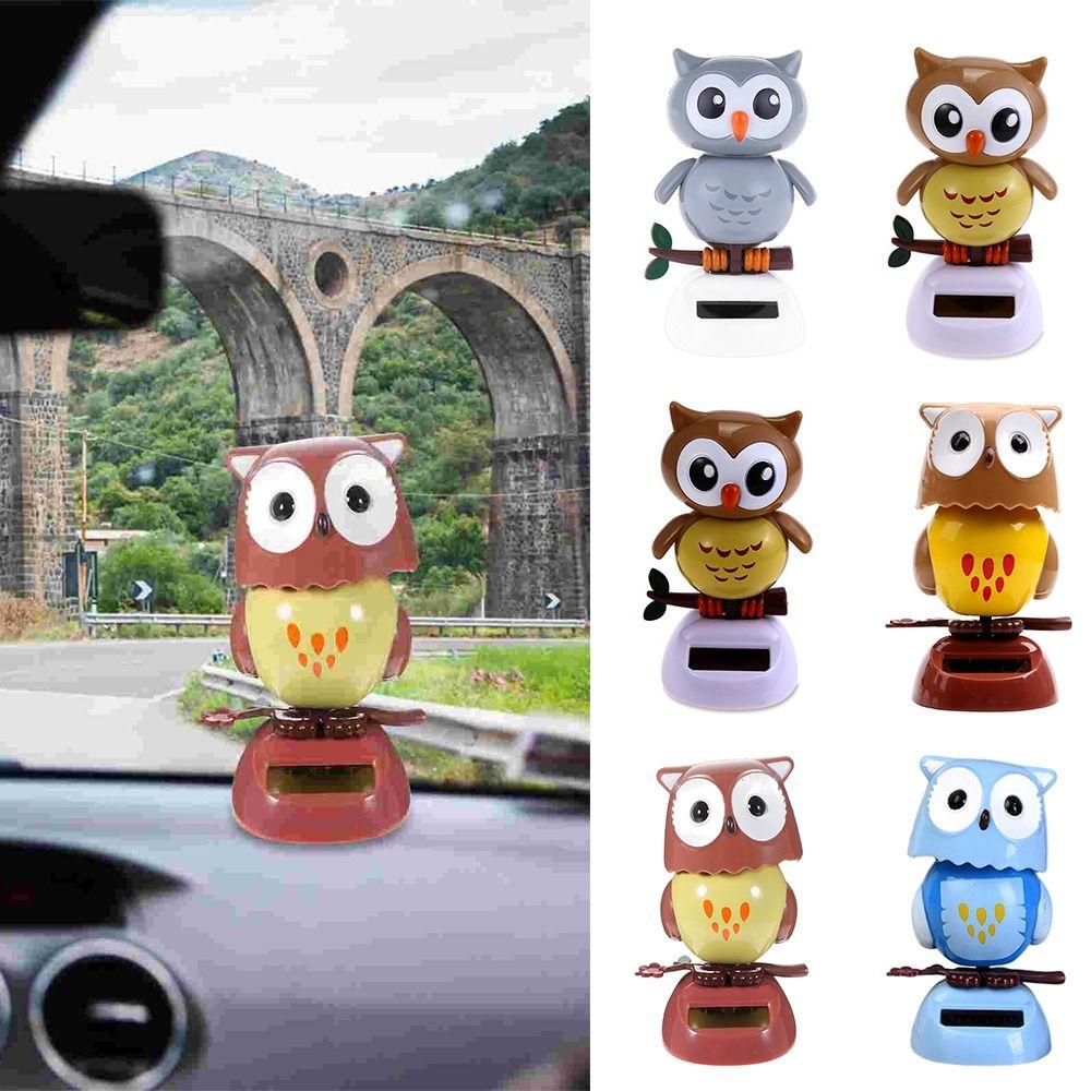 Office Solar Powered Animal Shaking Head Toy Car Ornament Decoration Owl Dancing Doll Swinging Toy