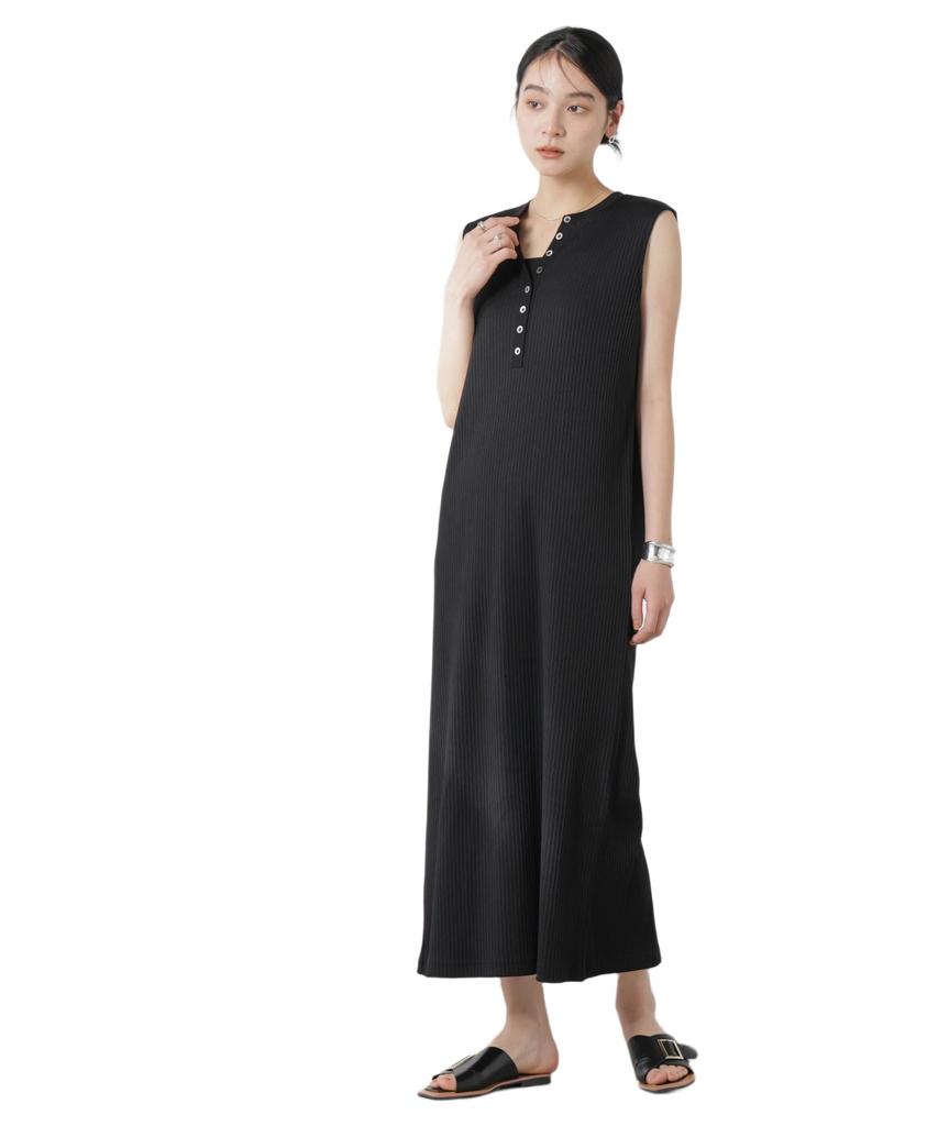 Платье женское Nano Universe с вырезом хенли из сухого махрового полотна, размер S, (010), Черный, 669-5119325