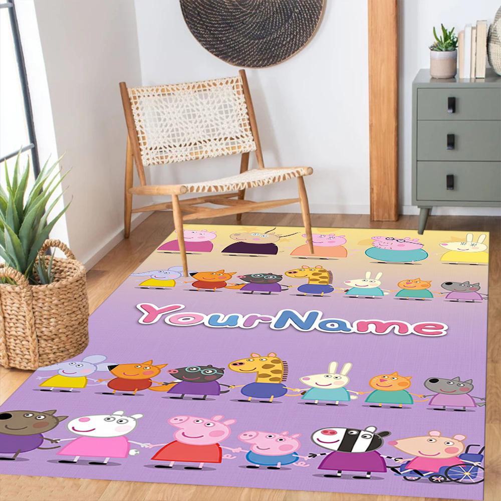 Peppa Pig Customize Your Name Floor Mat Design for Decorate room Foyer Bedrooms Entryway Antislip Carpet Office home decor