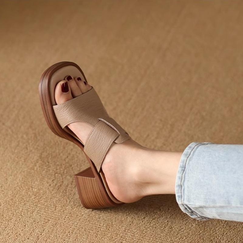2025 Женские сандалии ручной работы винтажные с квадратным носком женские шлепанцы с ремешком на щиколотке обувь новые женские летние пляжные повседневные туфли-лодочки Q226