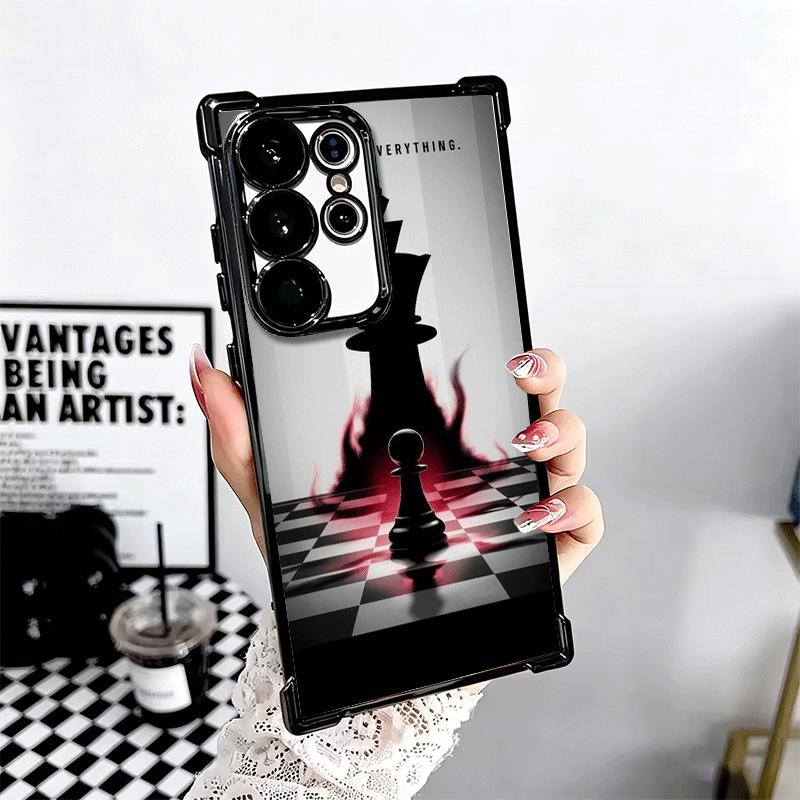 Competitive Chess Game Plating Phone Case For Samsung Galaxy S24 S25 FE S26 Edge S23 Ultra S22 S21 Plus S20 Anti-Fall Airabag Co