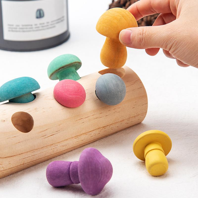 Mushroom Wooden Concentration Grip Training Toy Children Learning Coordination