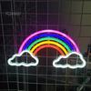 Радужная неоновая вывеска, светодиодная лампа с питанием от USB/батарейки, неяркое облако, радужная светодиодная неоновая лампа, настенное художественное украшение