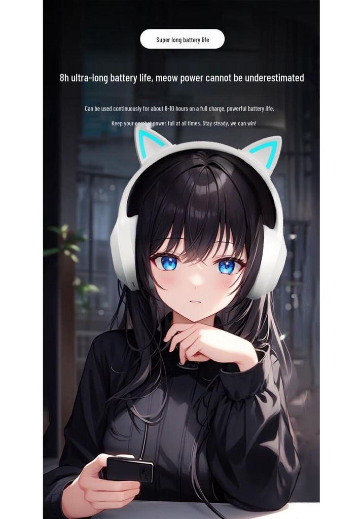 Высококачественные милые Bluetooth-наушники с кошачьими ушками для девочек, беспроводные/проводные, идеально подходят для онлайн-использования