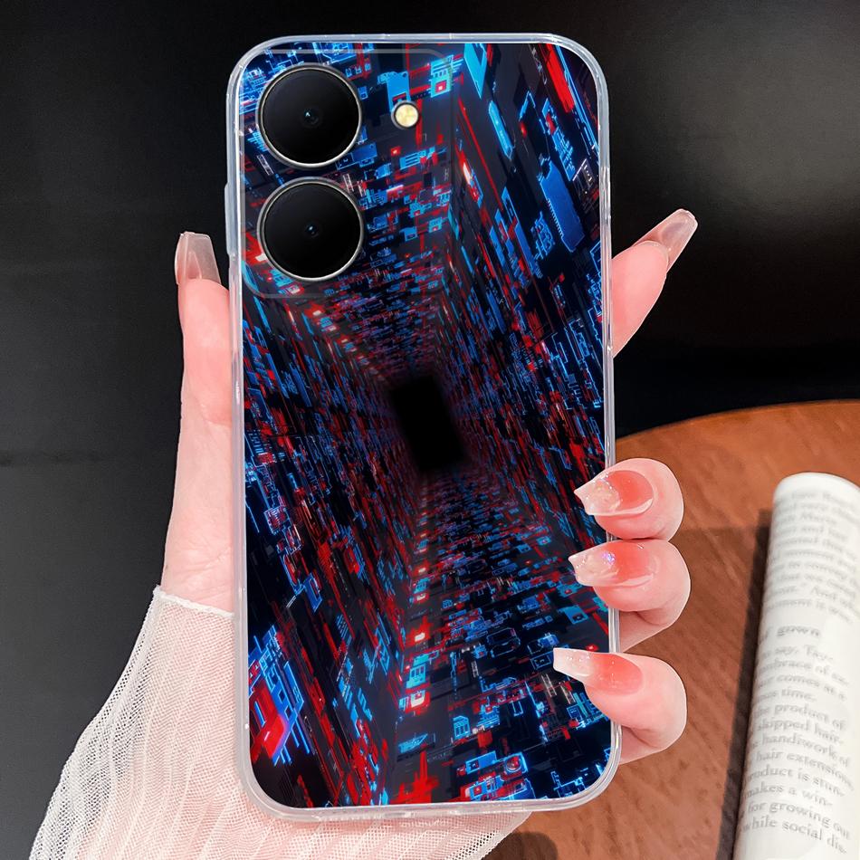 Чехол для телефона Vivo Y100i Y200i Y300i Y500i 5G Винтажный Ангел Мягкий Прозрачный Силикон Высокое Качество Ударопрочный Funda