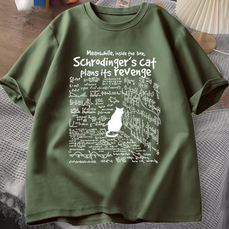 T Shirt For Unisex Funny Math Cat Printed T Shirts Top Harajuku Short Sleeve Tee Casual Unisexs Clothing Cat Design Male Tops Tees