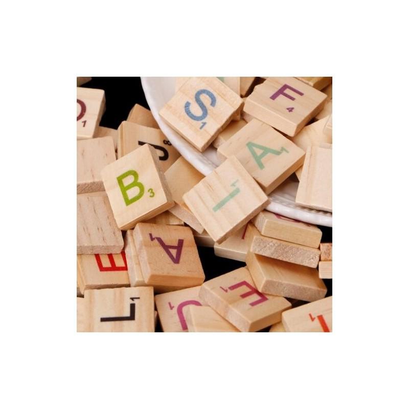 100 Scrabble Carreaux Lettre En Bois Noir Artisanat Alphabet Jeux De Jeu Société