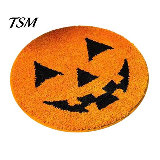 Waterproof Non-slip Rug Halloween Pumpkin Bath Mat, Bathroom with Backing, Cozy Soft Bedroom Accent Mat Absorbent Black Cat for Home Entrance Pattern