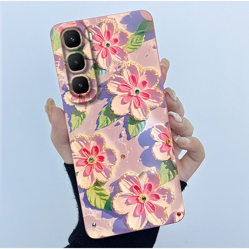 Чехол для Infinix Hot 60 Pro Plus Модный Простой Цветок Жидкий Силикон Защита Камеры Чехол Для Infinix Hot 60 Pro+ Capa