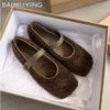 Fur Women Ballet Flats Shoes Shallow Square Toe Mary Jane Cotton Shoes Woman 2025 Trend Winter Warm Elegant Dress Loafers Shoes
