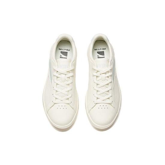 Anta Lifestyle Series Synthetic Leather Casual Non-Slip Lightweight Durable Low-Top Skate Shoes Women Sneaker White Blue 122128062-4