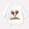 Fashion Y2K Tops Flower Girl Graphic Print Baby Girls T-shirt Colour Cotton Kids Tops Tee Summer T Shirt Clothes 6 8 10 12 Year