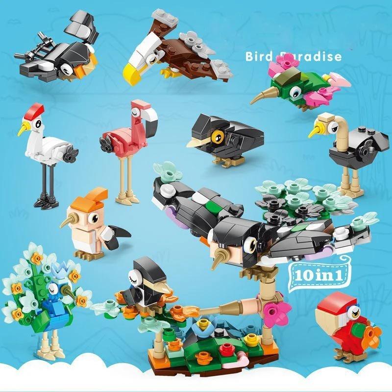 Парк Животных Насекомых Мультяшная Модель Собаки MOC Строительные Блоки Черепаха Бабочка Динозавр Город Строительные Кирпичики Игрушки для Детей