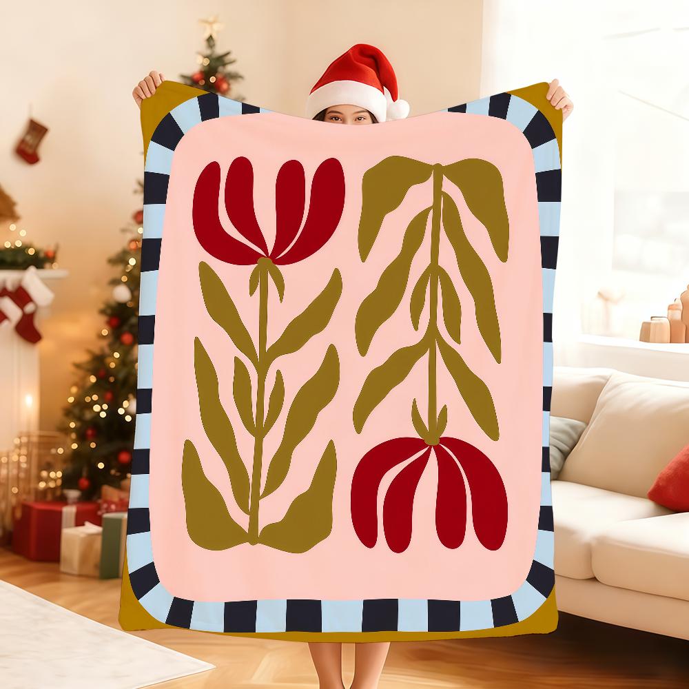 Flower Stylish FrameS Blanket Soft Throw Blanket for Home Bedroom Bed Sofa Picnic Travel Office Rest Cover Blanket Gift