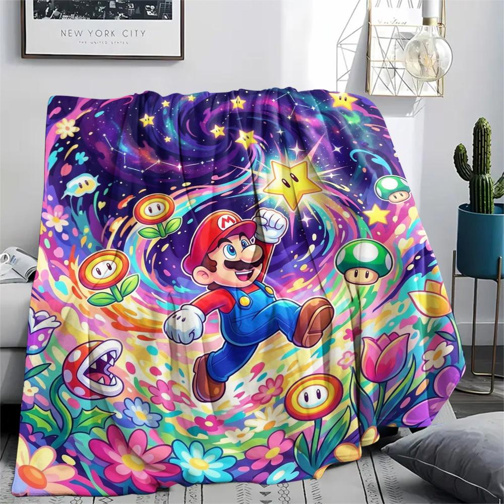 Super Mario Flannel Blanket Print Cozy Comfortable Warm for Home Indoor Picnic Bed Sofa Chair.-TING