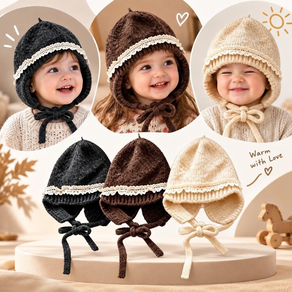 Lace Trim Earflap Bonnet Earflap Lace Trim Hat Durable Baby Beanie Cap Outdoor Wear