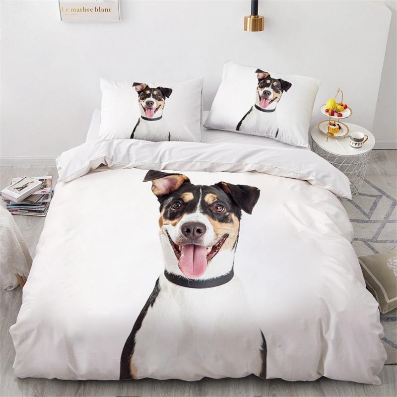 Cute Dogs Duvet Cover Pet Dog Funny Animal Bedding Collection 3D Print Puppy Comforter Cover Pillowcases Full King For Kids Teens Decor