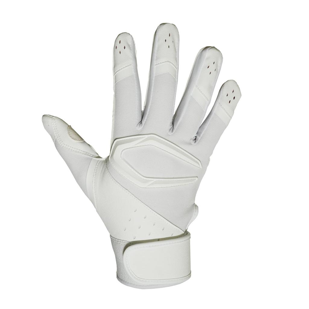 CUTTERS Batting Gloves B444S Power Control Size White 4.0 Solid, Ambidextrous, Baseball/Softball, M,