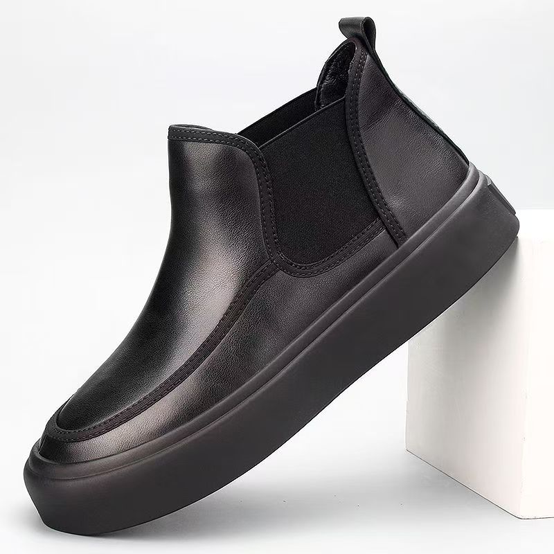 Модная Элегантная Обувь Мужская Высокие Кеды Удобные Мужские Ботинки Челси Повседневные Кожаные Ботильоны Формальная Обувь Мягкие Слипоны Боты