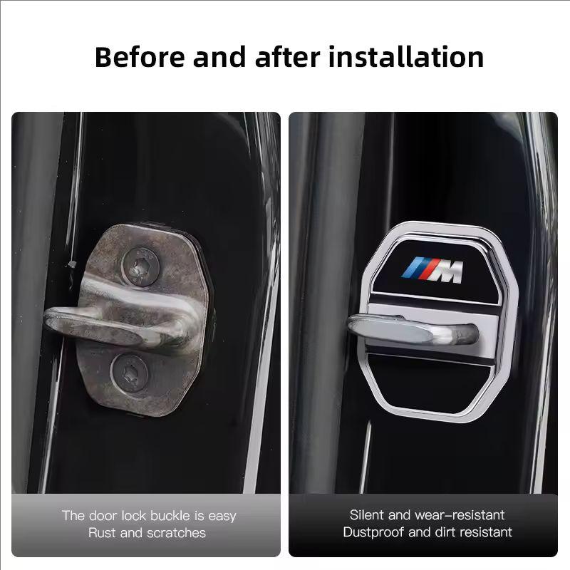 CTCE1 4Pcs Silicone Car Door Lock Buckle Protector Cover Interior Accessories Motorcycle Decal For BMW G80 G06 G07 G42 G14 G15 E46