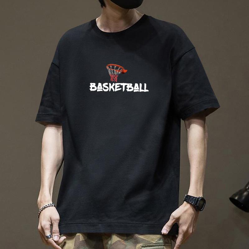 Хлопковая футболка с коротким рукавом Мужская Летняя Модная с принтом Футболка с круглым вырезом Свободная Модная Дышащая