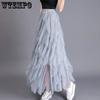 WTEMPO Тюлевая пачка, однотонные длинные макси-юбки, женские большие размеры, корейская милая розовая, черная, белая, с высокой талией, плиссированная сетчатая юбка