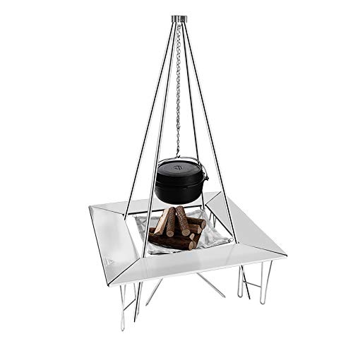 CAMPING MOON MT-011 All-Stainless Steel Fire Stand with Mesh Sheet and Fan