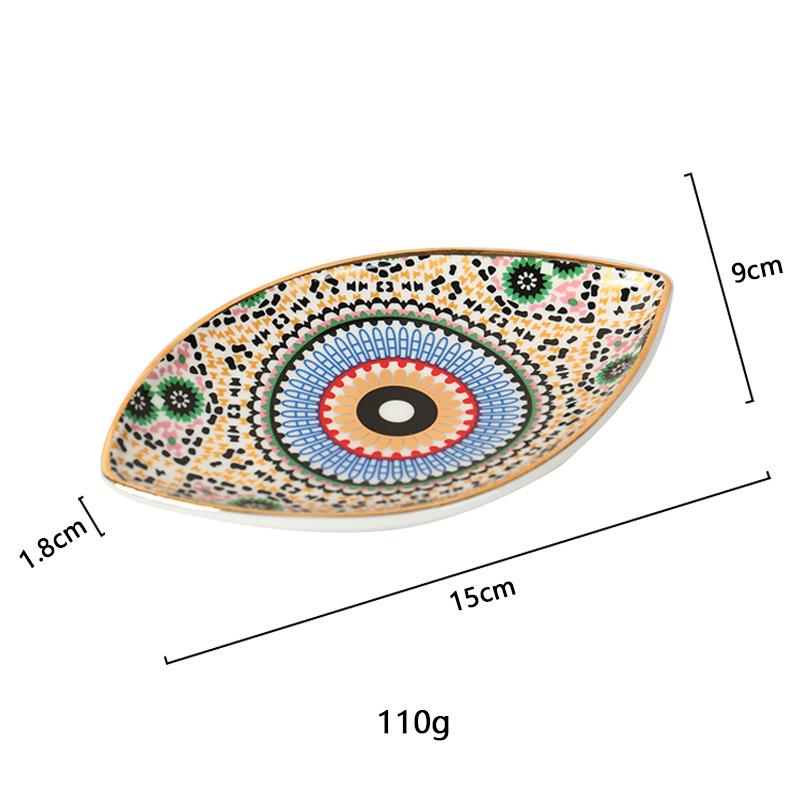 1pc Ceramic Jewelry Storage Tray Turkish Evil Eye Desktop Organizer for Rings Earrings Keys Trinket Plate Home Decor Accessorie