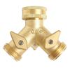 Brass Dual-Outlet Faucet Irrigation Ball Valve Adapter Garden Tap Hose Splitter Two Way Fitting 3/4 American Thread