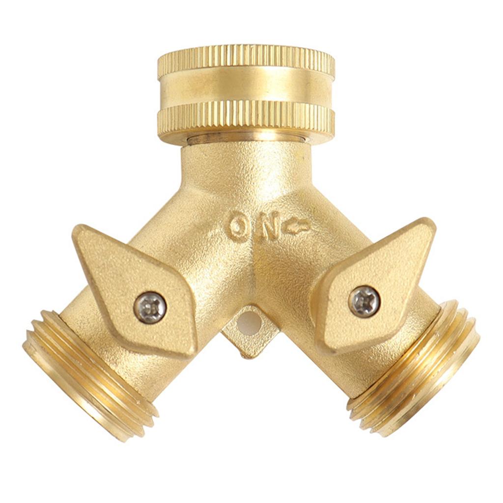 Brass Dual-Outlet Faucet Irrigation Ball Valve Adapter Garden Tap Hose Splitter Two Way Fitting 3/4 American Thread